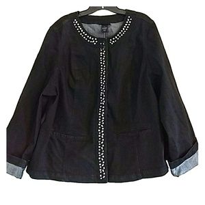 Lane Bryant Womens 22 Black Rhinestones Jacket